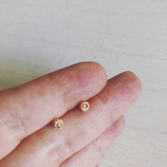 Alquimia Jewelry - DAINTY ROSE GOLD PAVE HALO STUDS